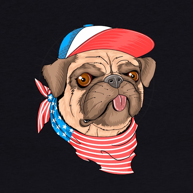 Pug dog usa flag by Metaart